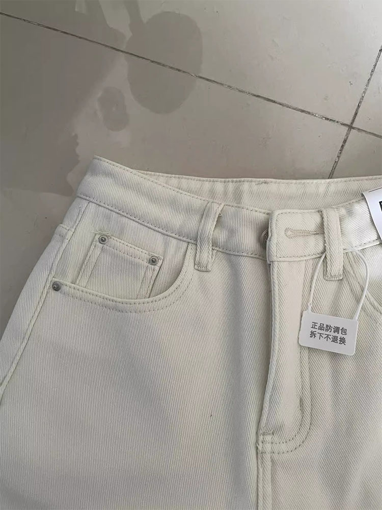 Jean blanc décontracté pour femmes, Style coréen, taille haute, pantalon à jambes droites, Chic, ample, fermeture éclair, Denim