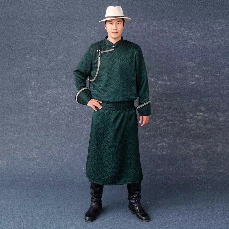 Vêtements ethniques mongols pour hommes, Costume d'équitation traditionnel de prairie de mongolie, Costume de Cosplay pour événement d'halloween, Robe longue pour spectacle sur scène