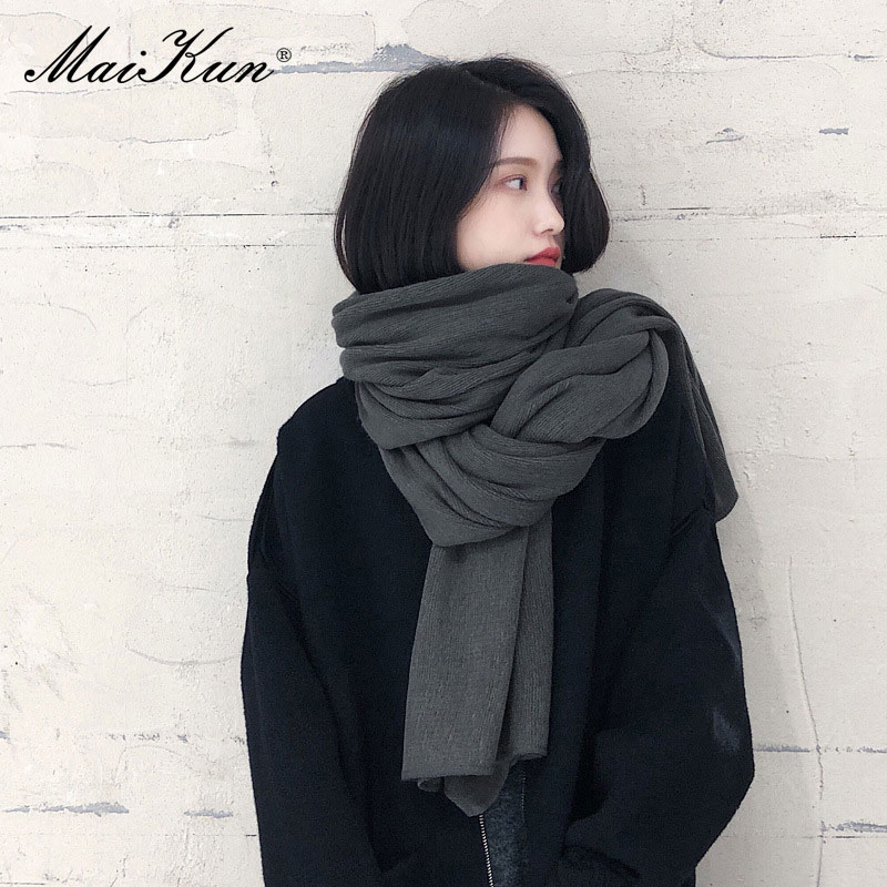 Maikun épais chaud écharpe pour femmes couleur Pure dames Imitation cachemire noir écharpe femme hiver pour augmenter châle