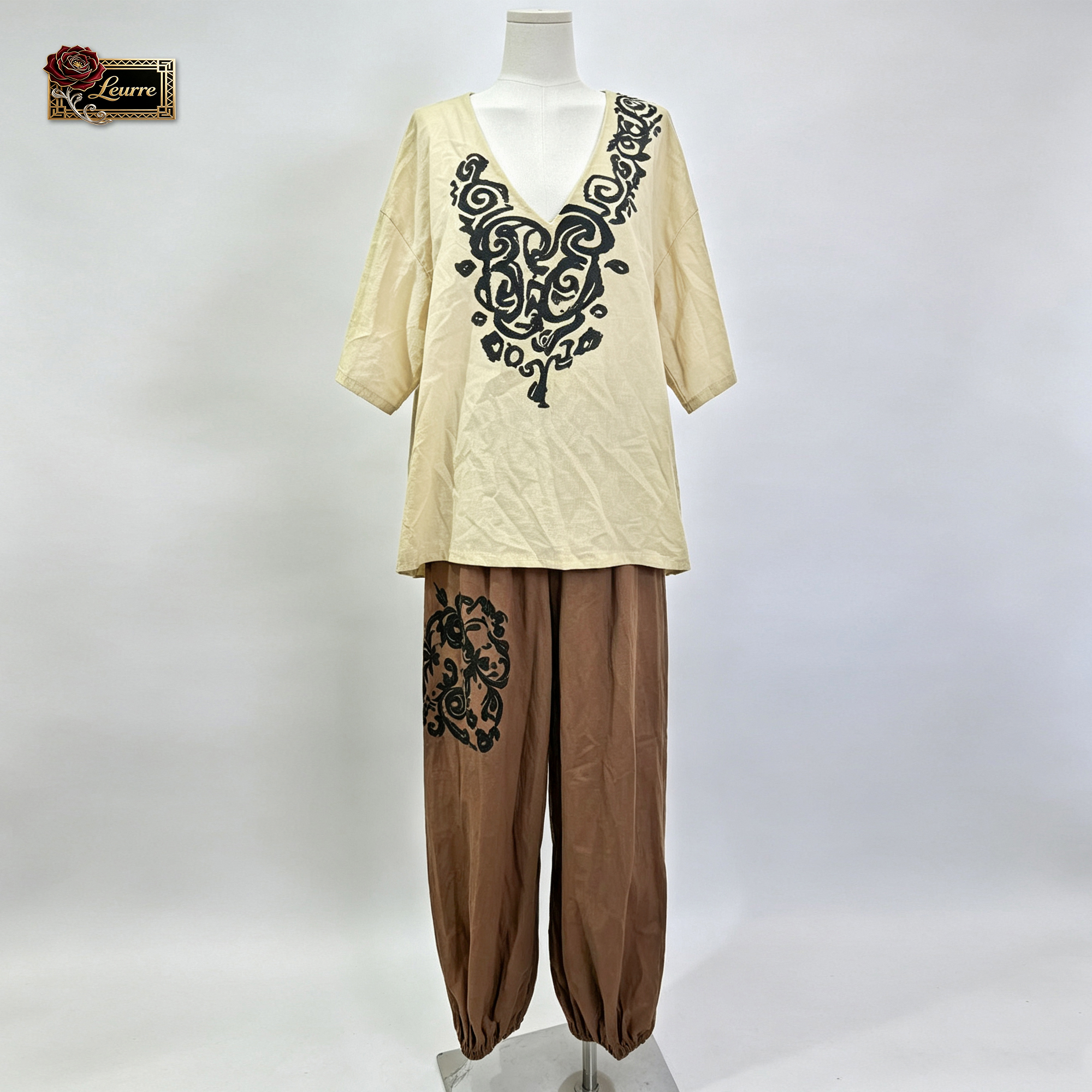 Tenue bohème 3 pièces pour femme, cardigan kimono long à devant ouvert tie-dye, chemisier imprimé à col en V et pantalon de jogging harem, ensemble décontracté ample