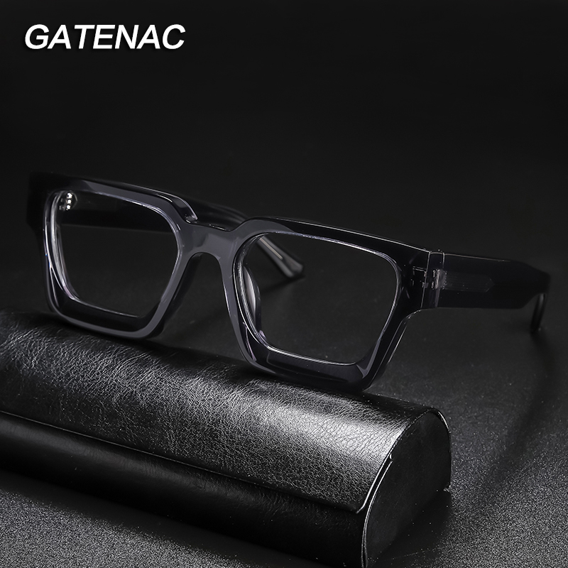 Vintage acétate lunettes de Prescription cadre hommes carré Transparent optique myopie lunettes cadre femmes luxe rétro lunettes