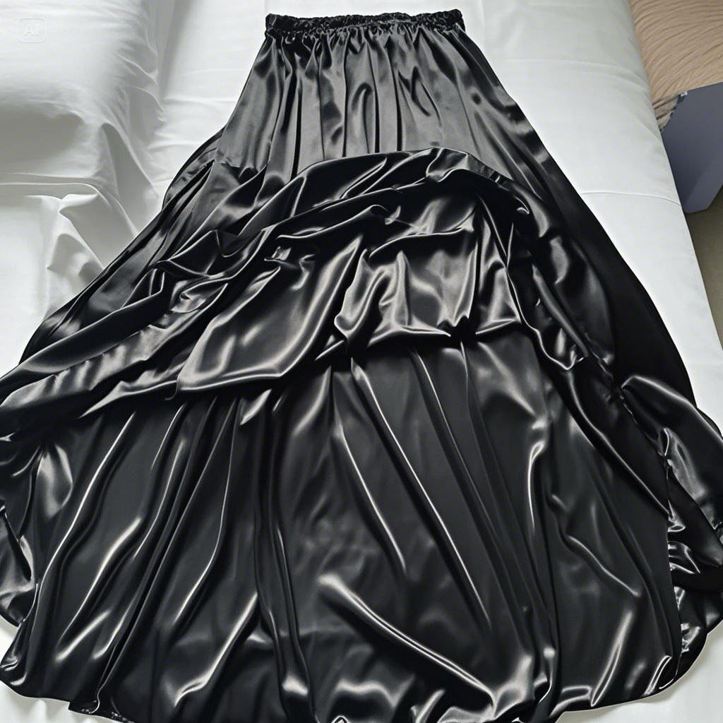 Jupe longue maxi en satin de soie sexy pour femme, taille haute, coupe ample, longueur 90 cm