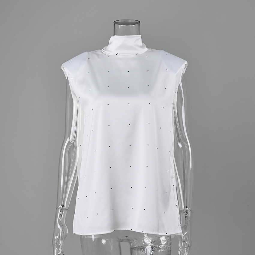 Linad Street Chic Débardeur Femme 2026 en Satin et Soie à Col Foulard, à Pois, Élégant, Décontracté d'Été, Dos Nu, à Lacets