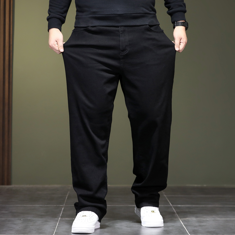 Jean Extra Large taille 48 pour hommes, jambe droite, pantalon en Denim ample, polaire extensible à haute élasticité, Big Plus 42 44 46 150 Kg 116 taille