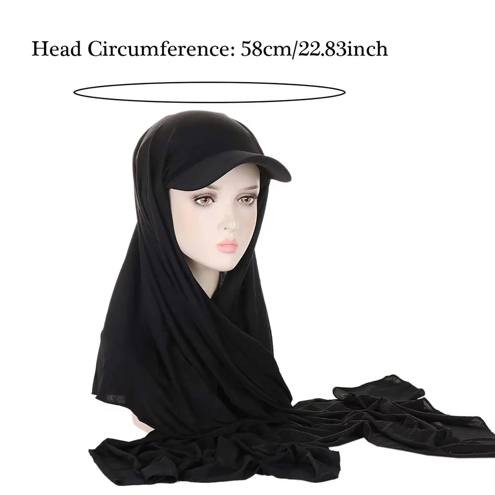 Nouveau Hijab Sportif Instantané en Jersey Tendance 2026 pour Femmes Musulmanes avec Casquette de Baseball Intégrée – Prêt-à-porter pour l'Été