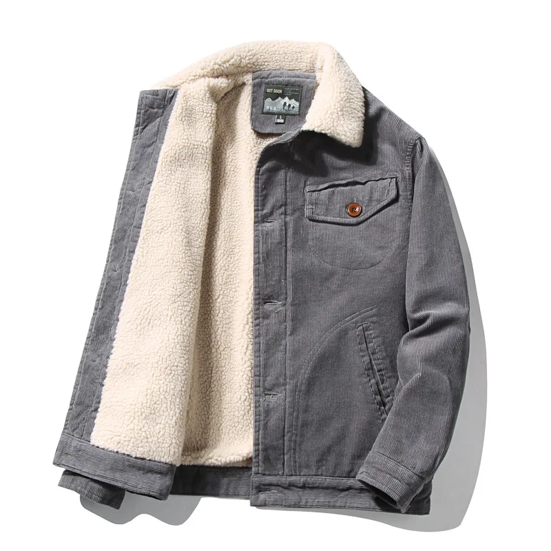 Parka en velours côtelé pour hommes, veste en coton monochrome, mode coréenne, haute qualité, chaud, décontracté, outillage, document, hiver