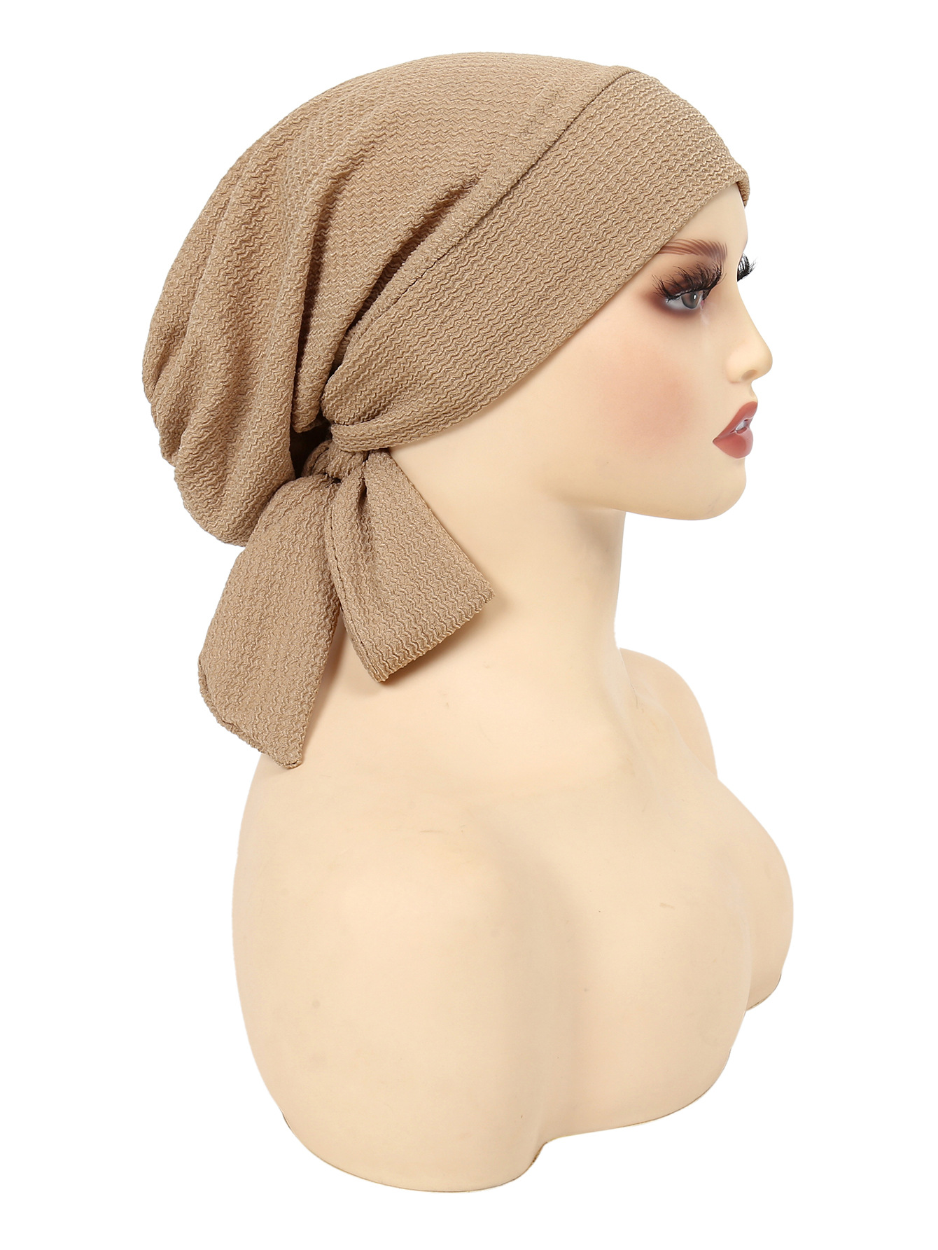 Turban Hijab à longue sangle à queue, chapeaux musulmans de couleur unie, bandeau élastique respirant, casquette de chimio pour femmes et filles