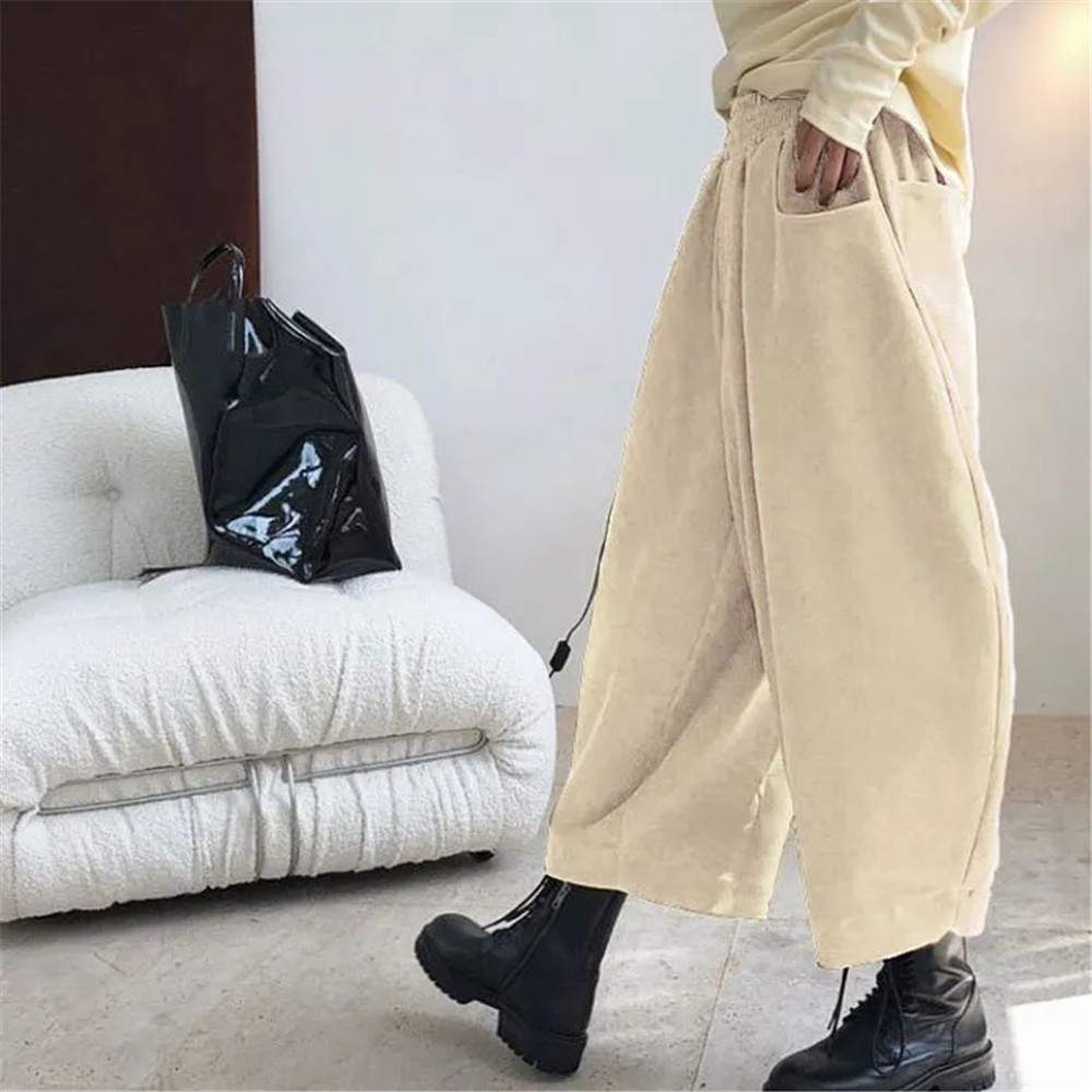 Pantalon carotte pour femme, taille élastique, décontracté, poche solide, vintage japonais, fjFemale spinal, pantalon large, vêtements à la mode