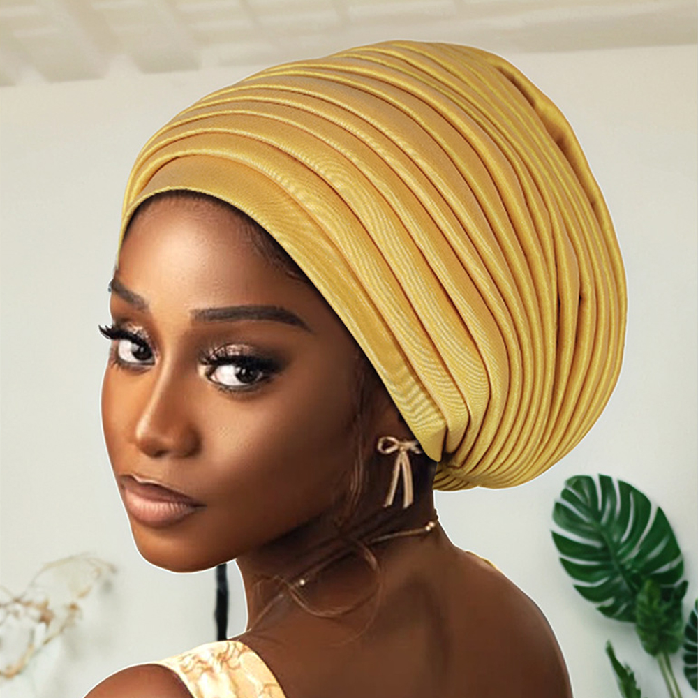 Nouveaux turbans africains auto-attachants, hijabs musulmans pour femmes, bonnets plissés, casquettes indiennes, foulards nigérians, chapeaux de mariage, écharpes Gele