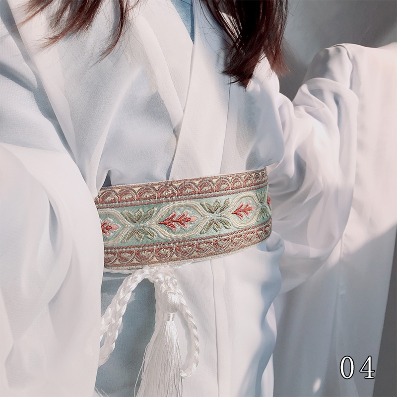 Ceinture Obi traditionnelle Kimono japonaise, large ceinture brodée, littéraire rétro Mori, Style ethnique Hanfu, décor de robe, ceinture de taille à pompon