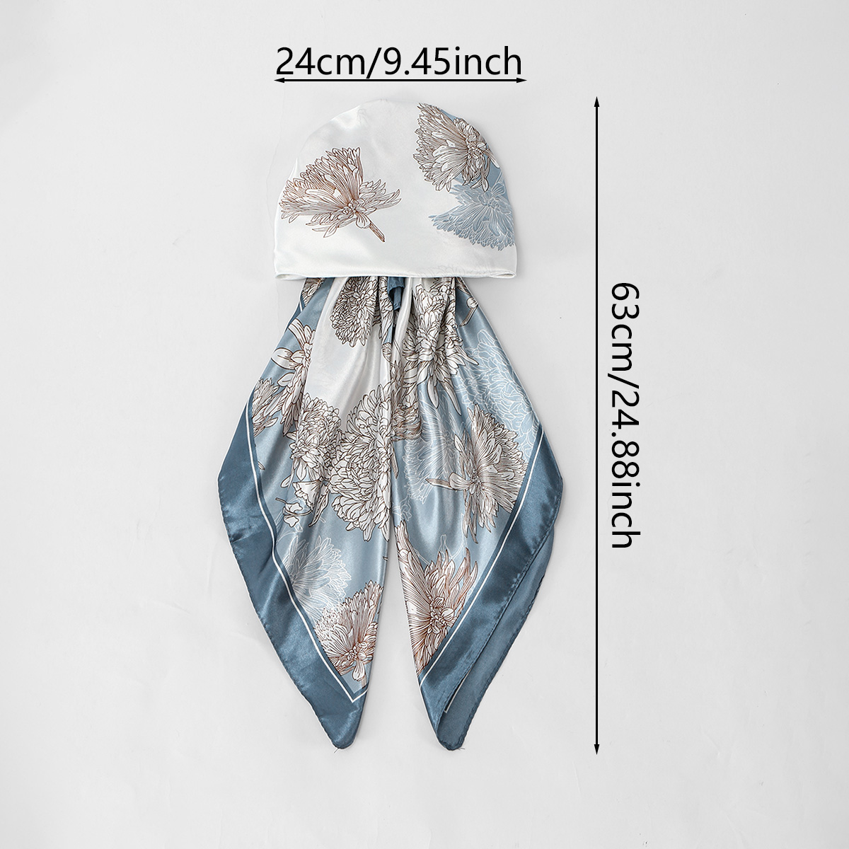 Hijab instantané en soie imprimé, turban en satin, foulard pour femme, couvre-chef pour l'Aïd, bonnet doux, 24*63cm