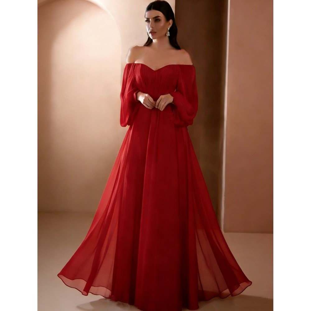 Robes pour femme robes élégantes couleur unie Robe de soirée mince Sexy une ligne cou Style Simple manches longues Style Simple