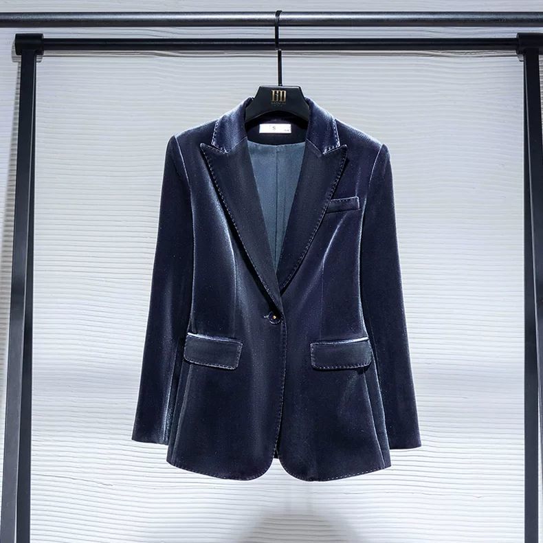 Costume en velours doré, ensemble pantalon et veste, pour femme, nouvelle collection printemps et automne 2026, veste élégante et ajustée, costume de style raffiné