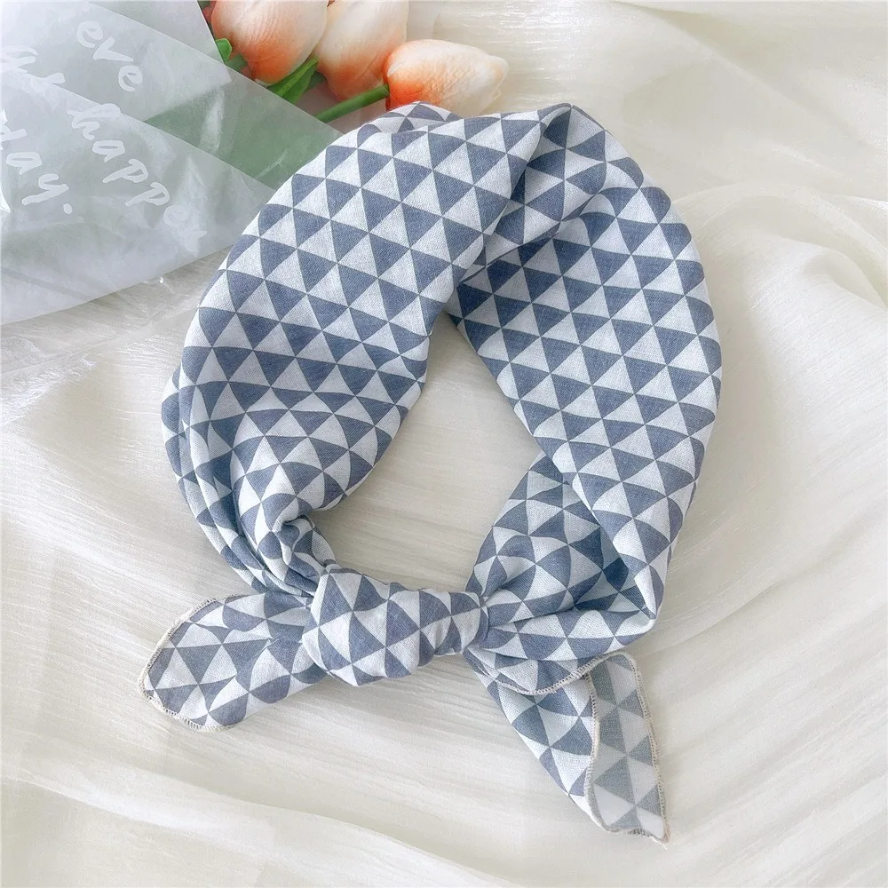 Écharpe carrée tendance à imprimé floral, foulard doux pour femme, écharpe pour cheveux en coton et lin, foulards pour la tête, écharpes pour le cou pour femme, été automne