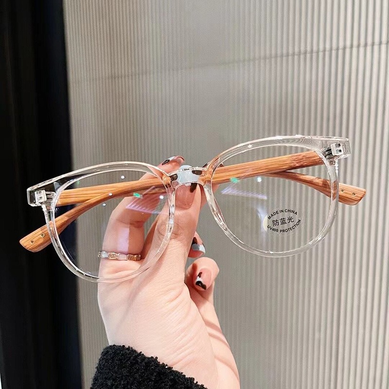 Lunettes carrées tendance, monture complète, pour femmes, style rond en bois, verres optiques, lunettes de vue féminines
