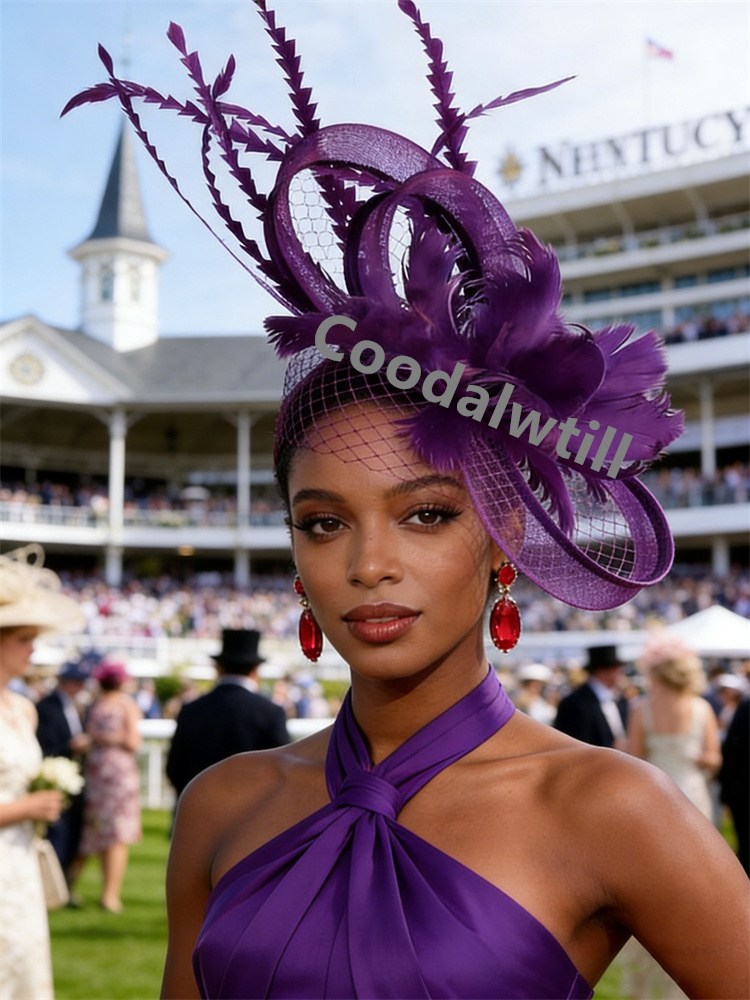 Voiles de mariée plume Fascinator chapeau femmes dames église Derby fête chapeaux dames Femme élégant fête Banquet cheveux pilulier casquettes