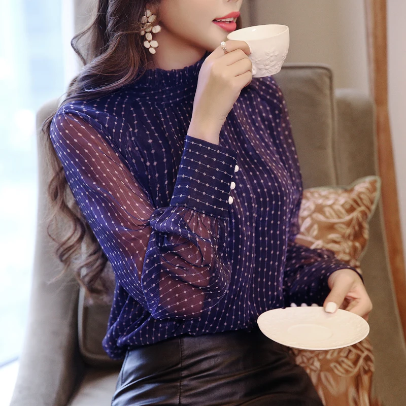 Chemisier à manches longues femmes décontracté rayé en mousseline de soie Blouse chemise mode femmes Blouses 2025 haut femme Blusa Feminina haut pour femme A28