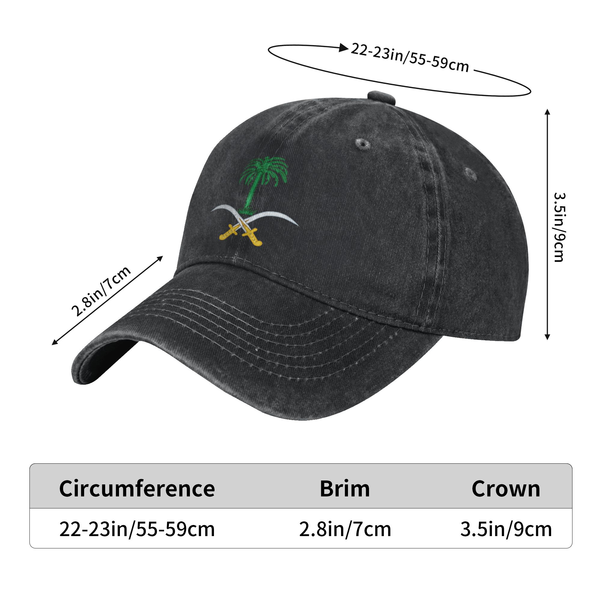 Casquette de baseball décontractée avec emblème de l'Arabie Saoudite pour hommes et femmes, idéale pour la fête nationale saoudienne, ajustable