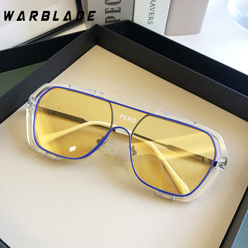 Lunettes de soleil carrées surdimensionnées en métal pour homme et femme, accessoire de styliste de marque, Vintage