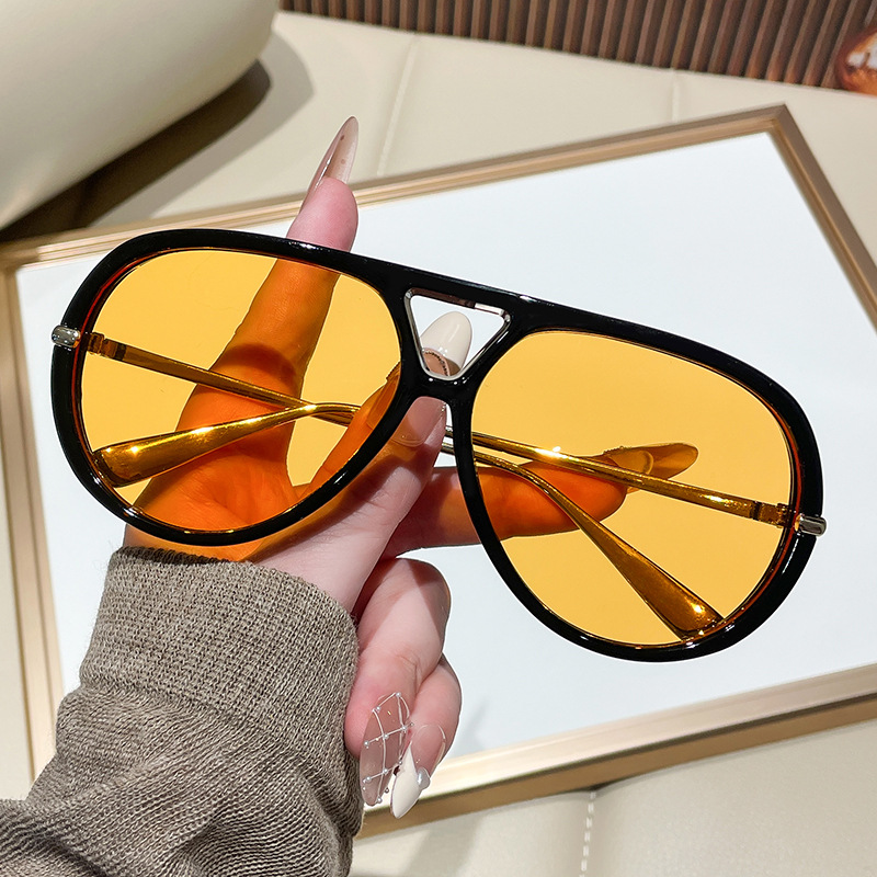 Lunettes de soleil oversize pilote 2026, nouveau modèle vintage à double pont, pour femme, design de marque de luxe tendance, protection UV400 pour l'extérieur