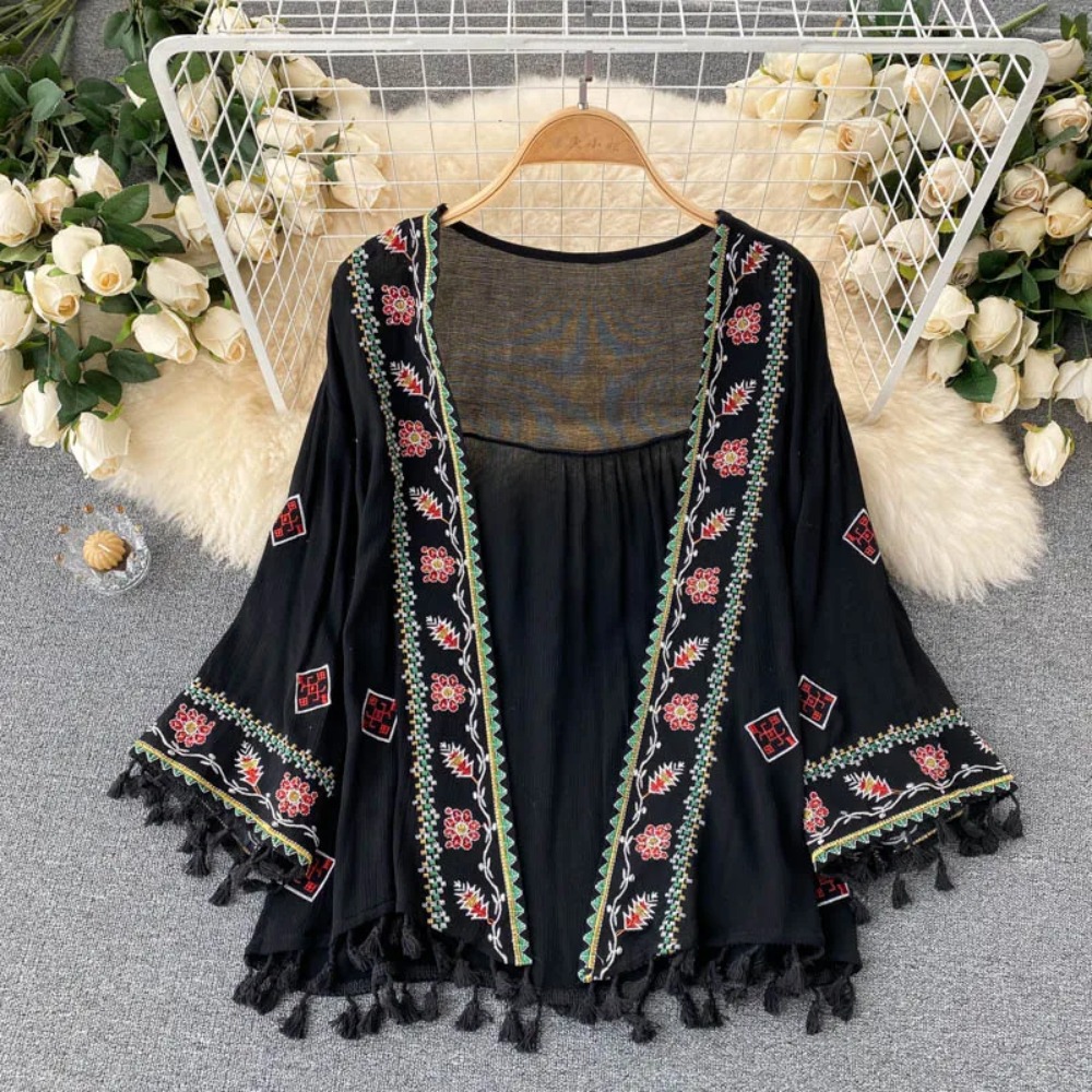 Robe de plage brodée à franges pour femmes, ample, Sexy, style Boho, décontracté, pour les vacances