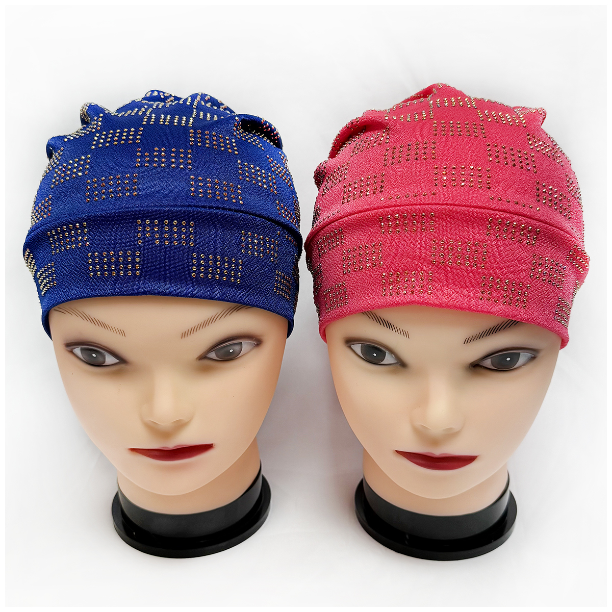 En gros 6/12 pièces commande mode musulmane femme Turban chapeau velours chaud strass solide indien Bonnet cheveux Bonnet casquette pour les femmes