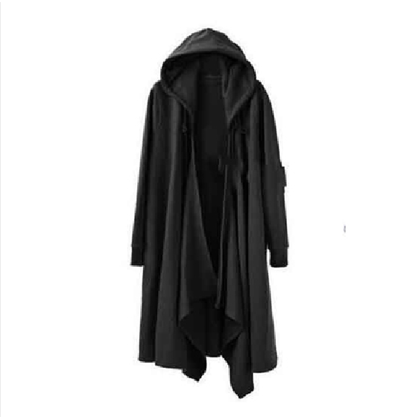 FlaNS-Cardigan à Capuche Noir pour Homme, Style Punk, Hip Hop, Long, Gothique, Cape PVD, Everak, Mode Coréenne