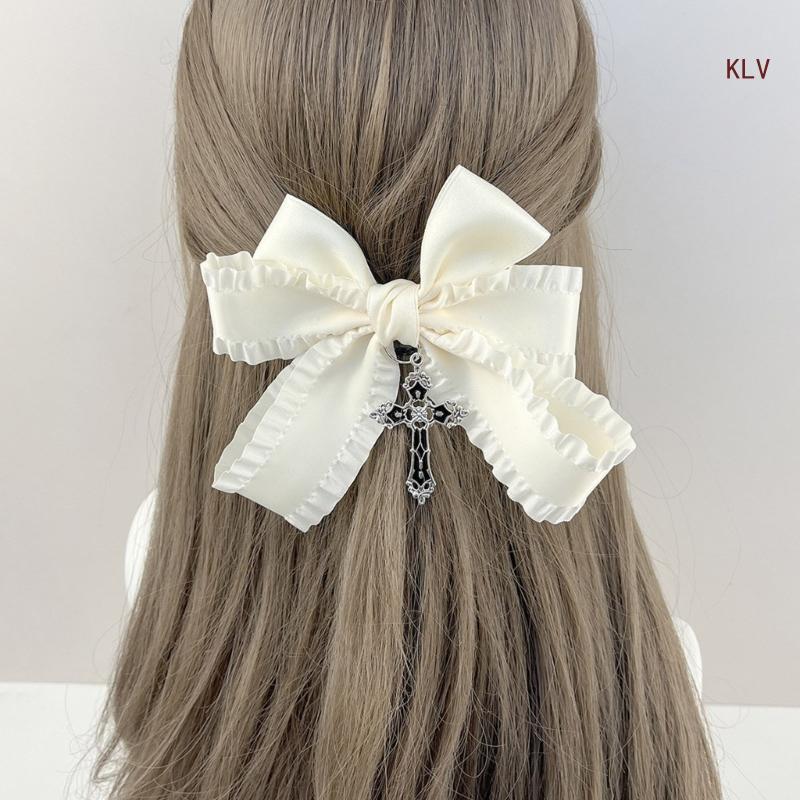 Goth – pince à cheveux avec nœud en épingle à cheveux à grands nœuds doux, accessoires coiffure pour femmes,