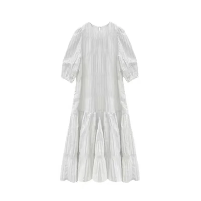Robe plissée française tendance pour femmes 2026, robe décontractée ample à manches courtes, robe de plage d'été, robe de soirée, robes blanches, vêtements Y2k