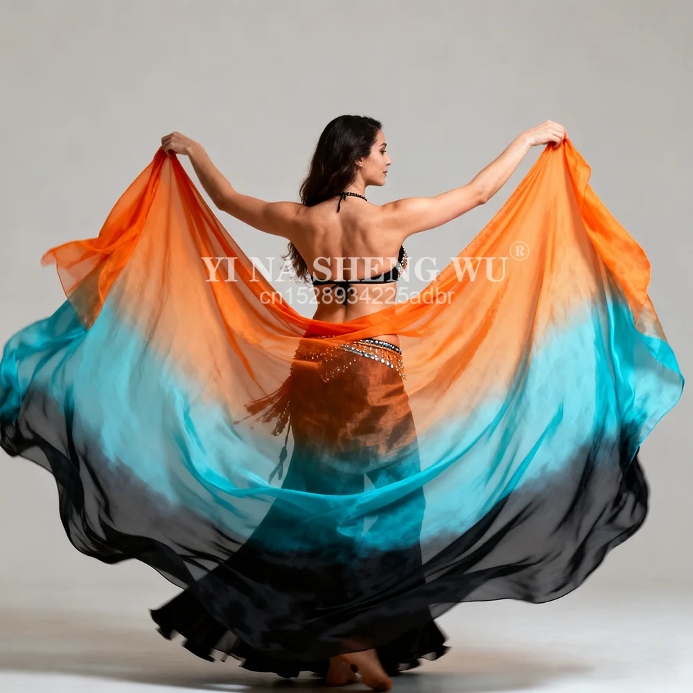 Nouveau Voile de Danse Orientale en Soie, Châles Légers pour Femmes, Voile Dégradé pour Spectacles de Danse