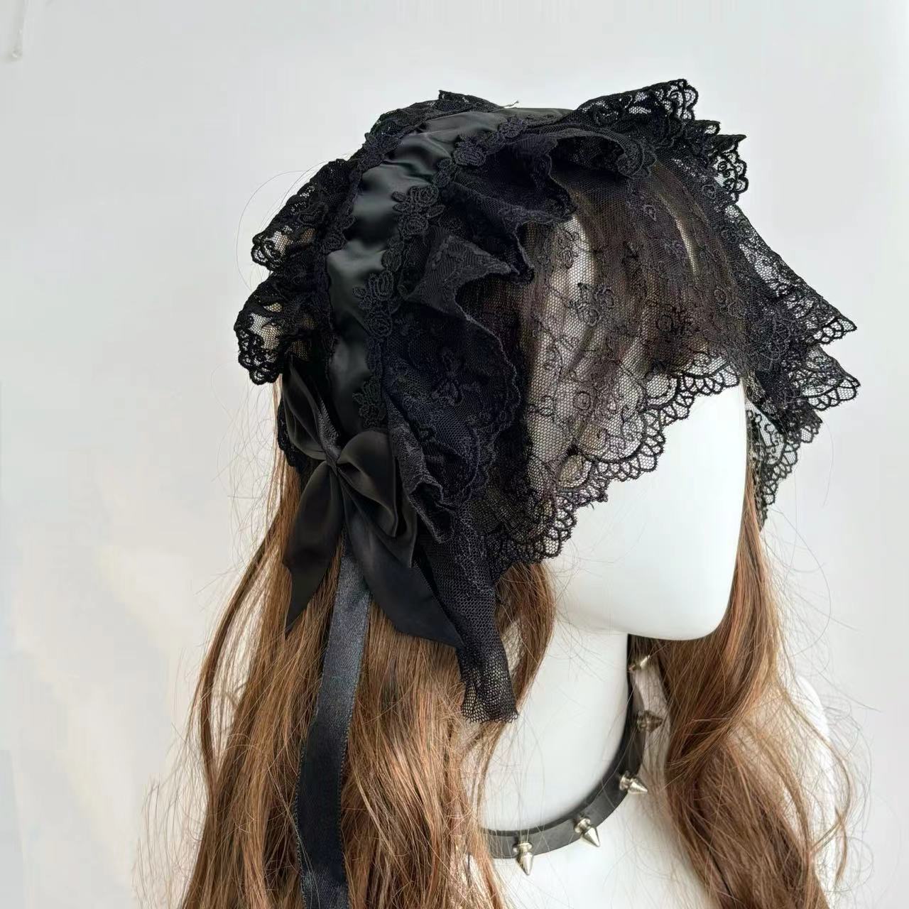 Bandeau gothique Lolita fait à la main, voile noir/blanc, accessoire Vintage élégant, nœud Lolita, Collocation de mode quotidienne, couvre-chef pour femme