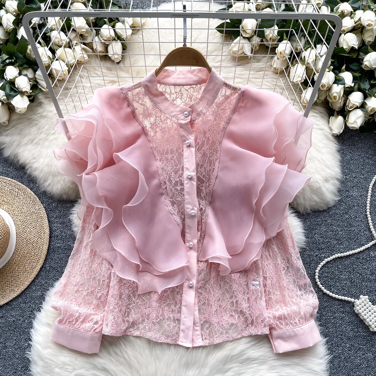 Chemisier Élégant à Manches sulfpour Femme, Patchwork, Couleur Unie, Bouton Français Chic, Été, Livraison Directe