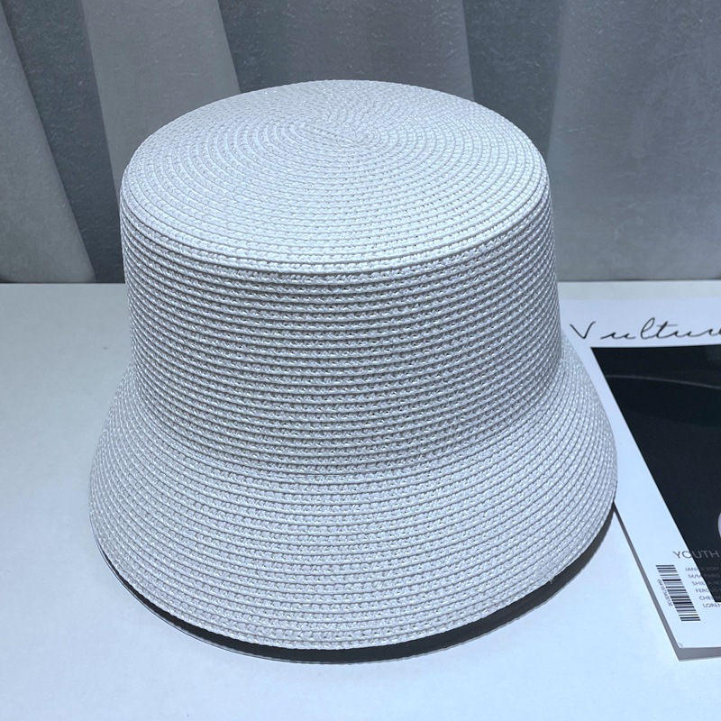 Chapeau de soleil en paille pour femmes, pliable, à large bord, de plage, plat, au crochet, E27