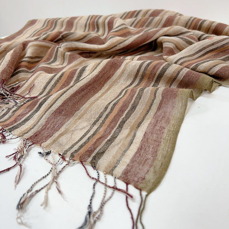 Écharpe de mode à rayures en mélange de coton et de lin