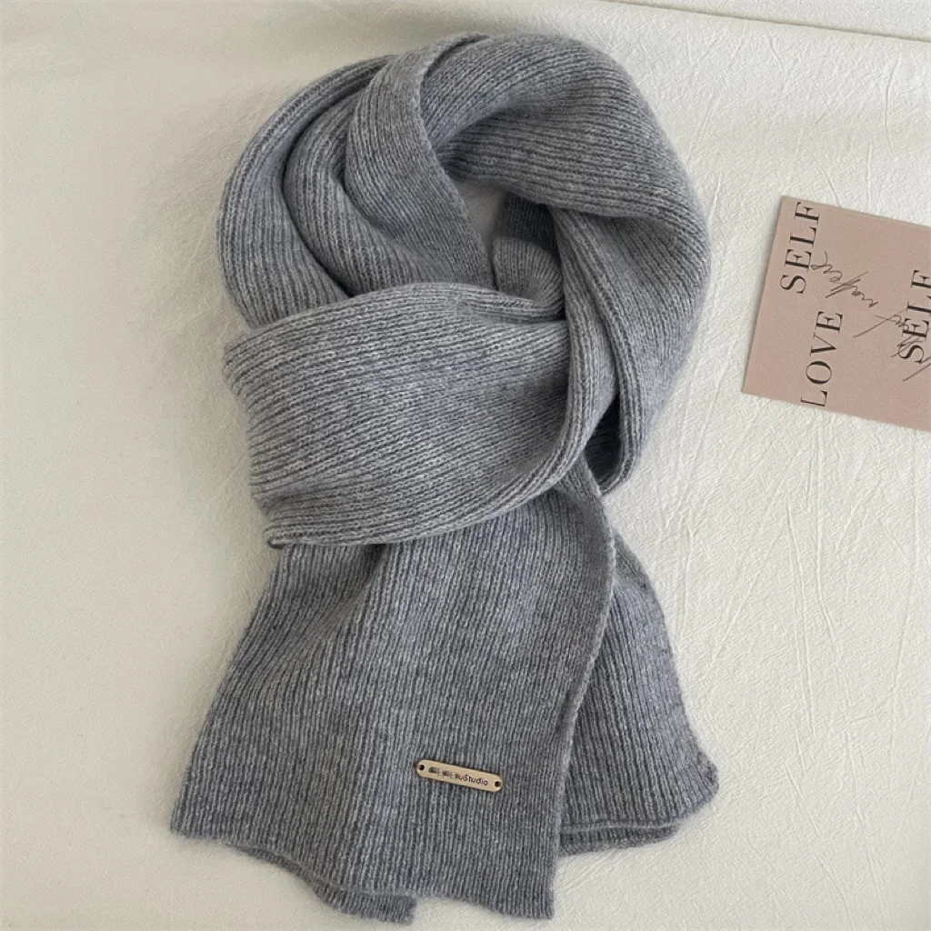 Écharpe de luxe en mélange de cachemire pour femme, châle chaud et épais de couleur unie, enveloppe en laine douce, couverture pour femme, hiver
