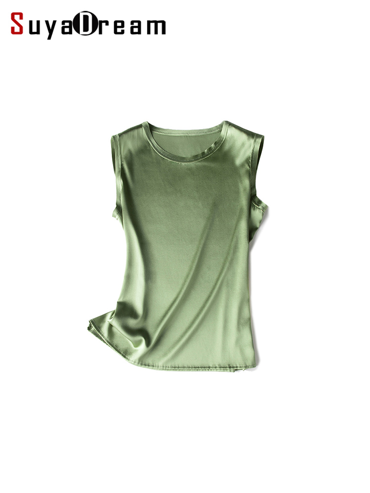 SuyaDream. Débardeurs en soie pour femmes, 93% Soie Véritable 7% Spandex, Ourlets bruts, T-shirt chic sans manches, Gilets d'été unis 2026