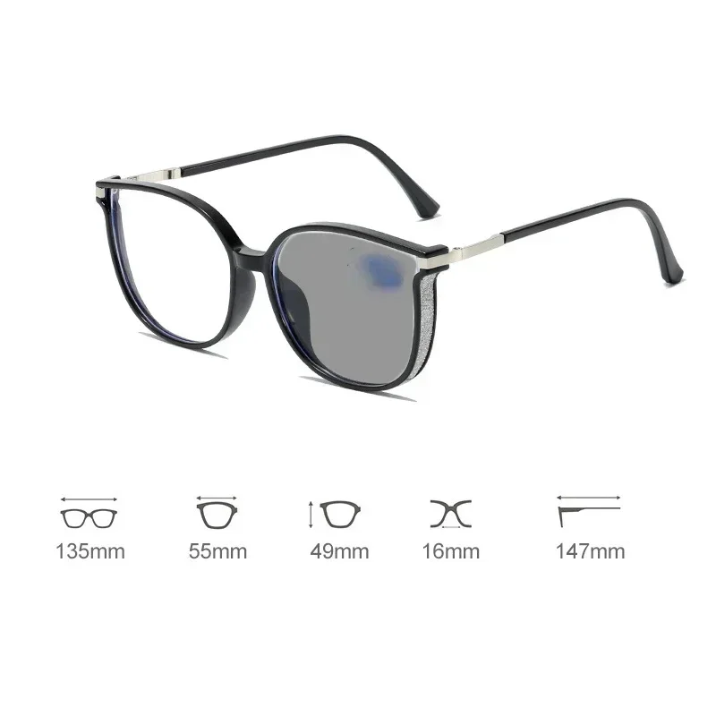 Lunettes de myopie photochromiques pour femmes, lunettes à vue courte, grand cadre, document coloré, lunettes proxy, mode diamant, haut de gamme