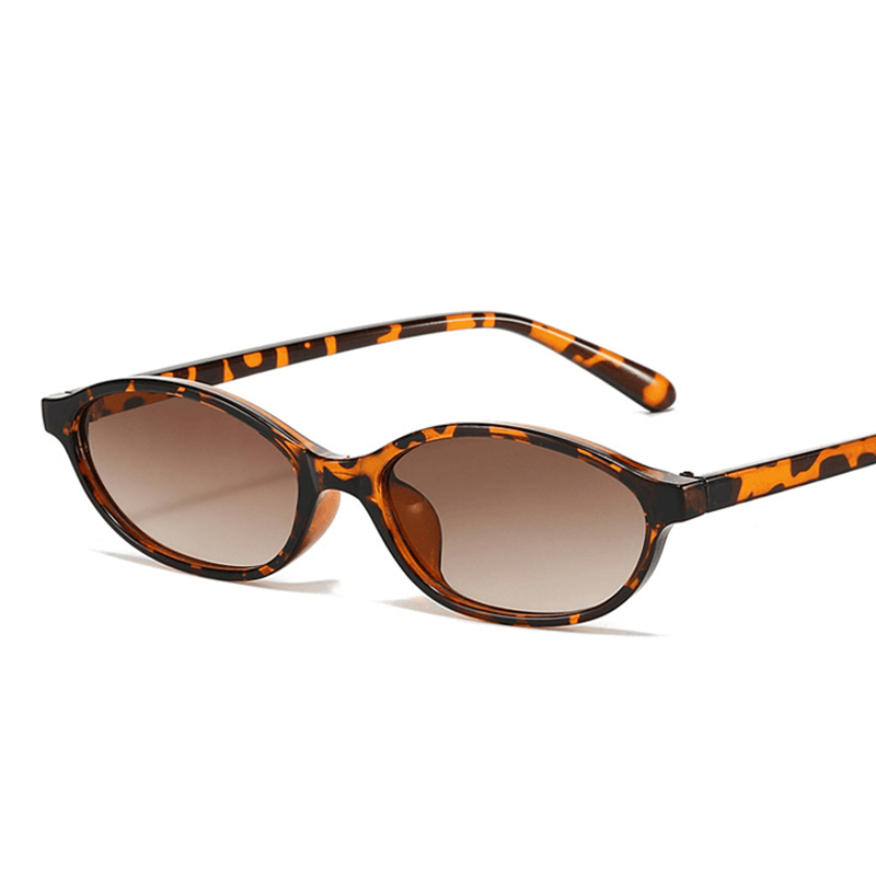 Lunettes de soleil marron léopard pour femmes, monture petite, style rétro ovale, de marque tendance