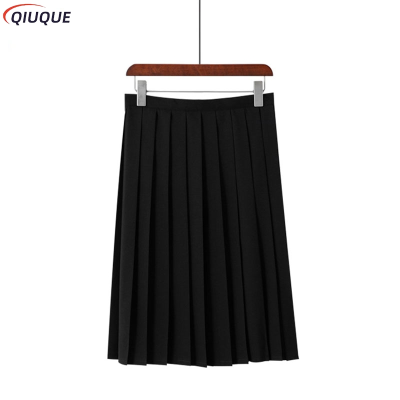 Jupes plissées noires/bleu foncé pour femmes, courtes et longues, pour filles, taille haute, jupes japonaises JK, uniforme d'étudiant à la mode, été