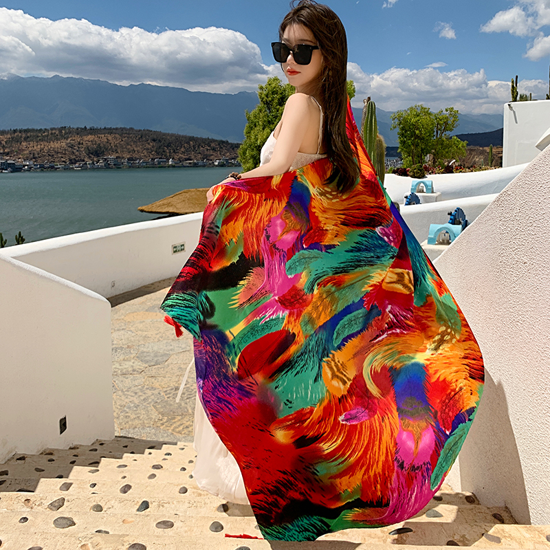 Mode femmes plage écharpe bohême fleur été Hijab châles et enveloppes femme Foulard Echarpe concepteur Pashmina Bandana 2023