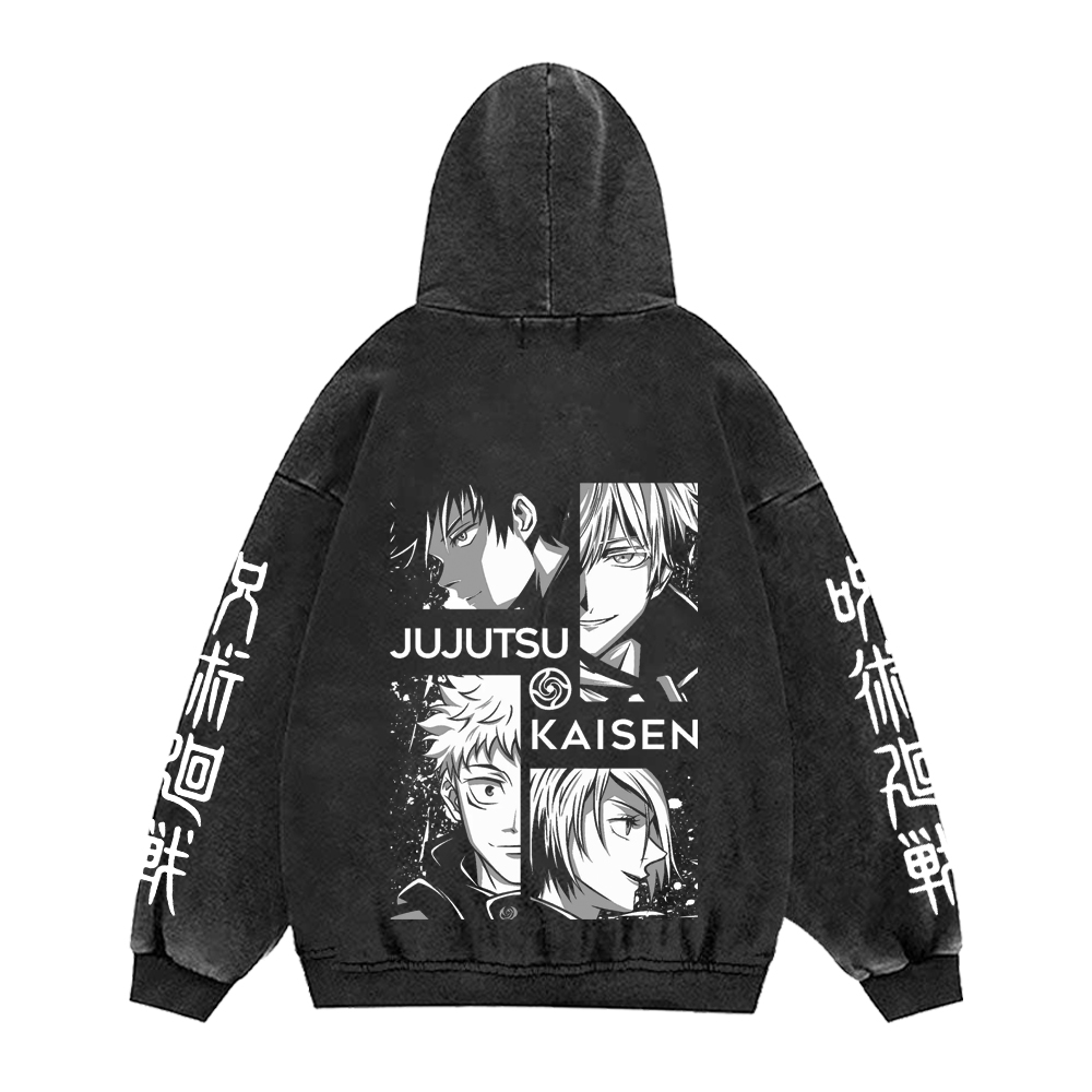 Japon Anime Jujutsu Kaisen drôle graphique sweats à capuche Vintage lavé surdimensionné à capuche manches longues sweat à capuche en coton hommes femmes vêtements