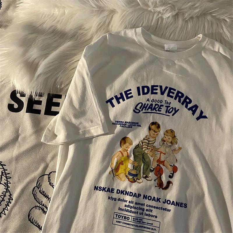 T-shirt à manches courtes pour femmes, chemise imprimée Love Ins, étudiant coréen, été, nouveau, 2021