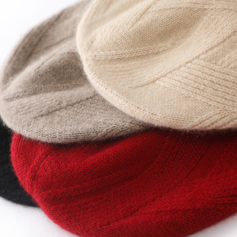 Femmes chapeau hiver nouveau 100% pur cachemire tricoté couvre-chef doux chaud chapeaux dame mode décontracté épaissir casquette qualité cachemire casquette