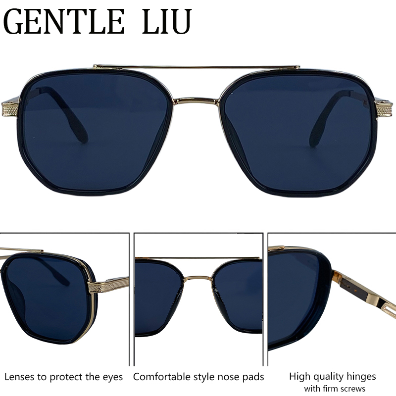 Lunettes de soleil polarisées carrées pour femmes 2026 – Marque de luxe vintage punk, verres photochromiques, double pont métallique, pour dames