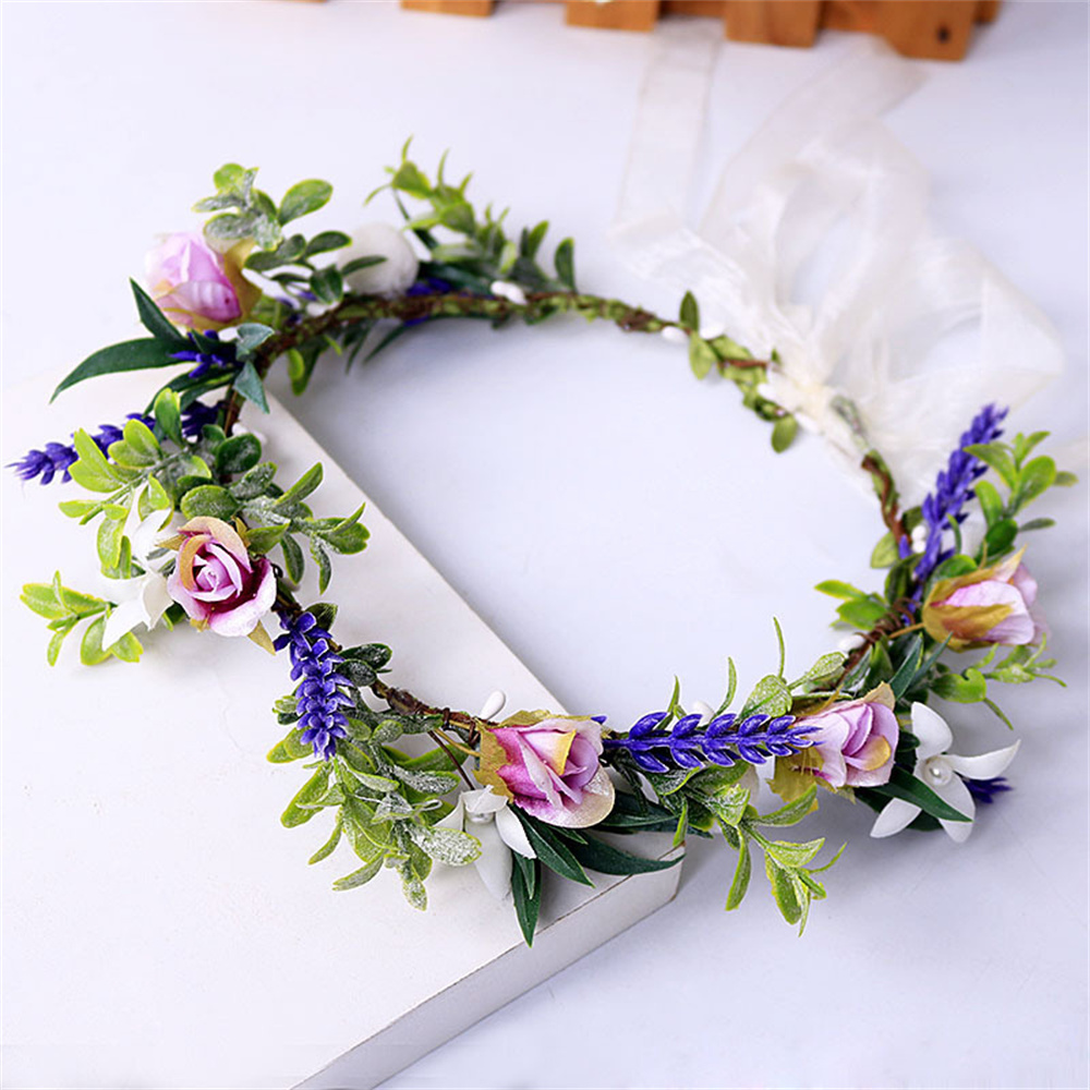 Bandeau de sauna à fleurs pour femmes et filles, couronne de fleurs de la mariée, accessoires pour cheveux, fête de mariage, couronne bohème de printemps, pièce de sauna