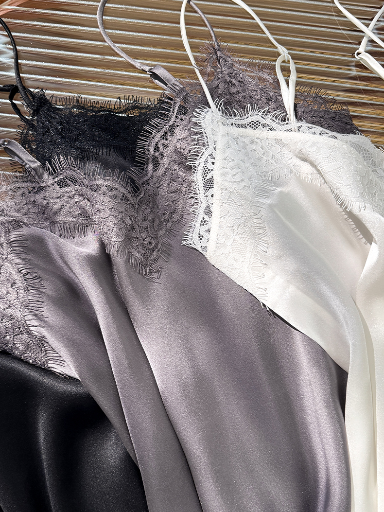 SuyaDream. Camis en soie pour femmes, col en V en dentelle, t-shirt Chic sans manches, 100% soie véritable, gilets d'été solides 2025