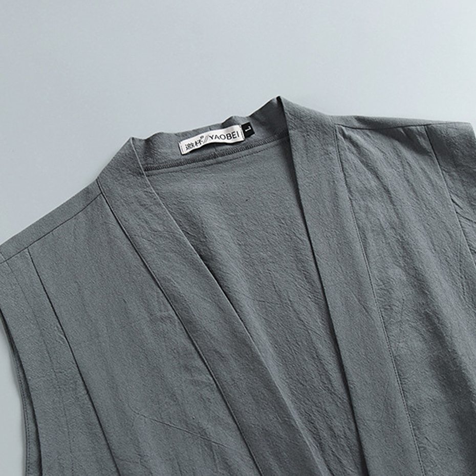Haut d'été en lin glacé pour hommes, haut précieux, grande taille 9XL, mode décontractée, gilet solide pour documents, homme, grande taille 9XL