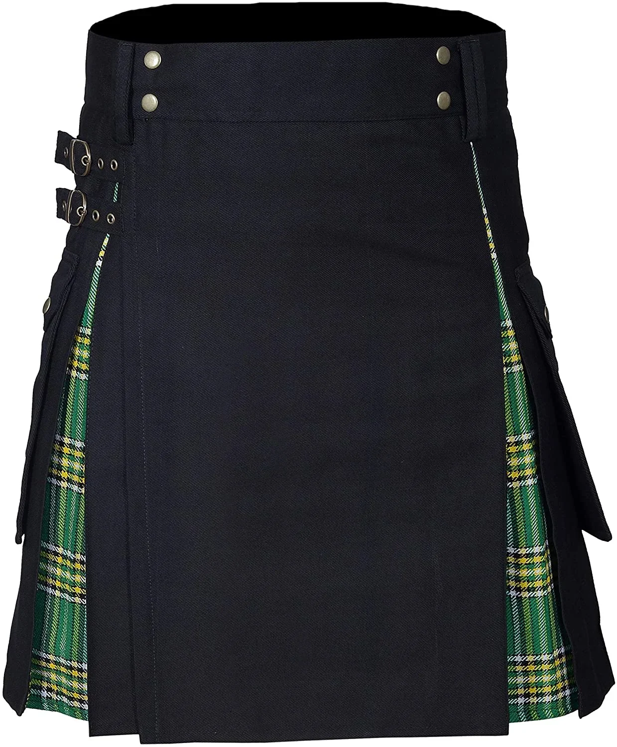 LisdinoKilts pour hommes, Kilt utilitaire, Kilt hybride en jean 100 % coton, Kilt traditionnel pour hommes en tartan plissé en boîte moderne