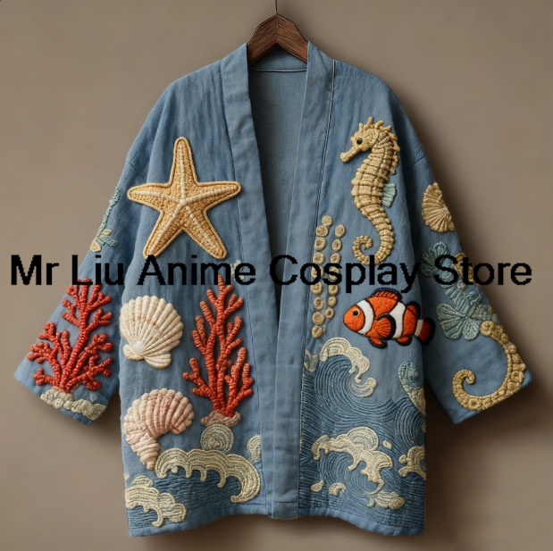 Haori traditionnel japonais pour hommes, haut pour femmes, chemise kimono à imprimé floral de style chinois, cardigan de plage tendance Harajuku, vêtements Yukata