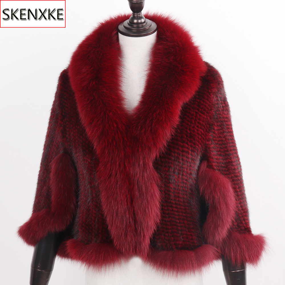 Nouveau Poncho en vraie fourrure de vison tricoté 100% naturel véritable fourrure de vison châle col en fourrure de renard naturel Pashmina automne hiver écharpes en fourrure de vison